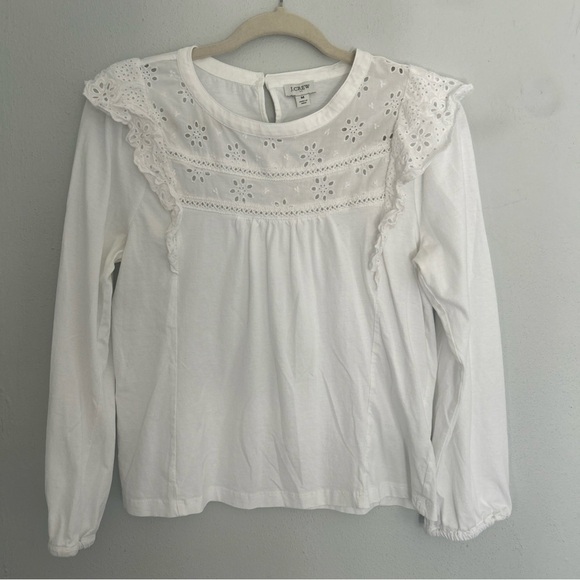 J. Crew White Ruffled Bib Collar Blouse - Picture 1 of 3